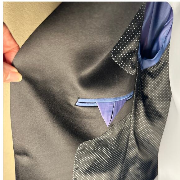 Men’s Blue and Black Brocade Dinner/Tuxedo Jacket 38 Regular - Picture 8 of 12